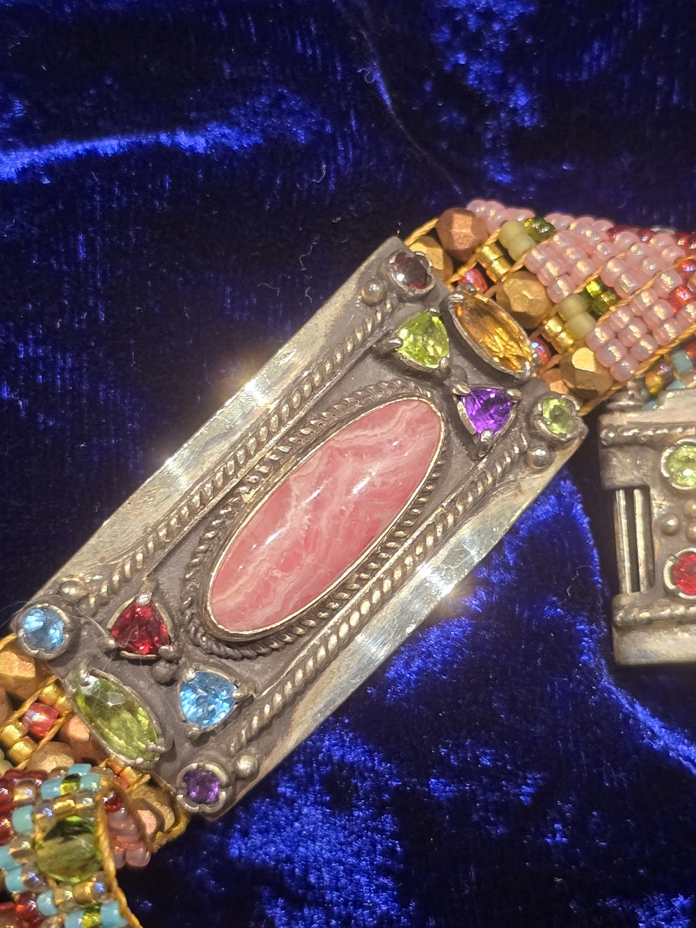 RARE New Multigem Pink Turquoise Statement Bracelet